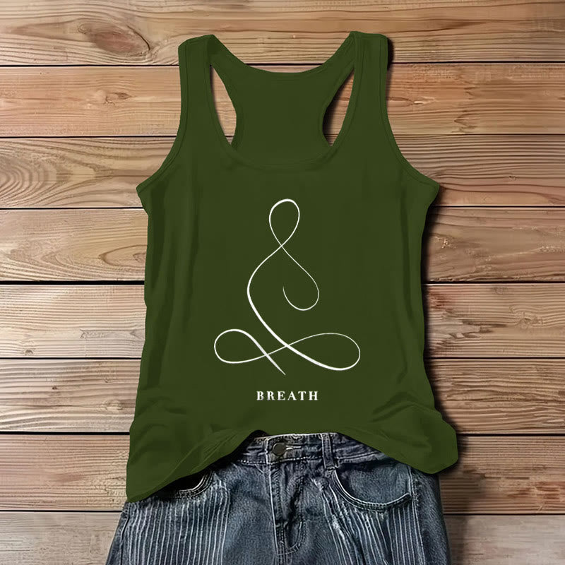 Olivenorma "CALM" & "BREATH" Yoga Tee Spiritual Tank Top - BREATH - Green - 3XL - image 21