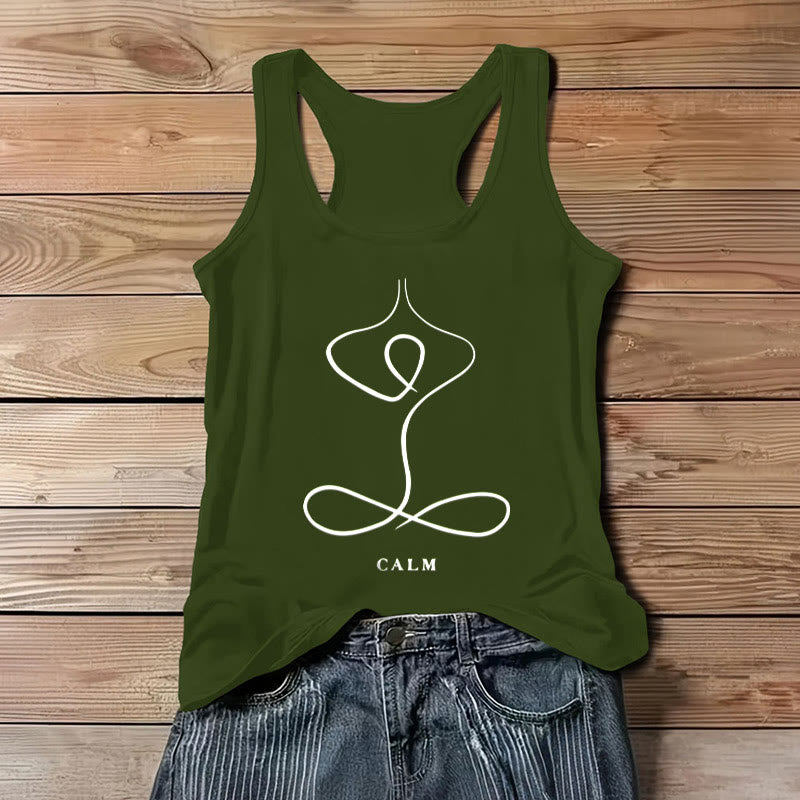 Olivenorma "CALM" & "BREATH" Yoga Tee Spiritual Tank Top - CALM - Green - 3XL - image 11