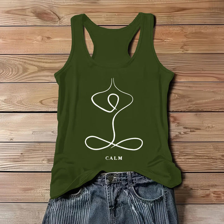 Olivenorma "CALM" & "BREATH" Yoga Tee Spiritual Tank Top - CALM - Green - 3XL - image 11