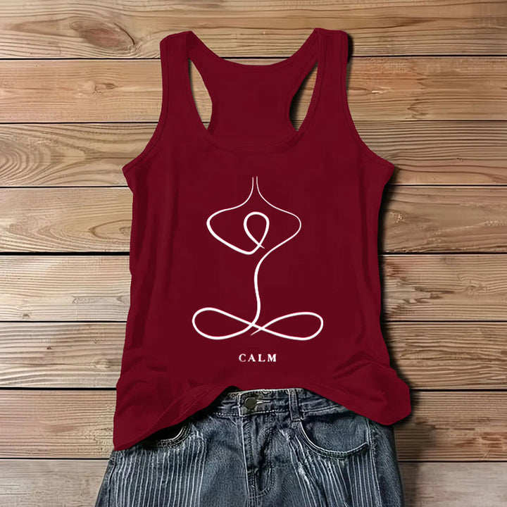 Olivenorma "CALM" & "BREATH" Yoga Tee Spiritual Tank Top - CALM - Red - 3XL - image 9