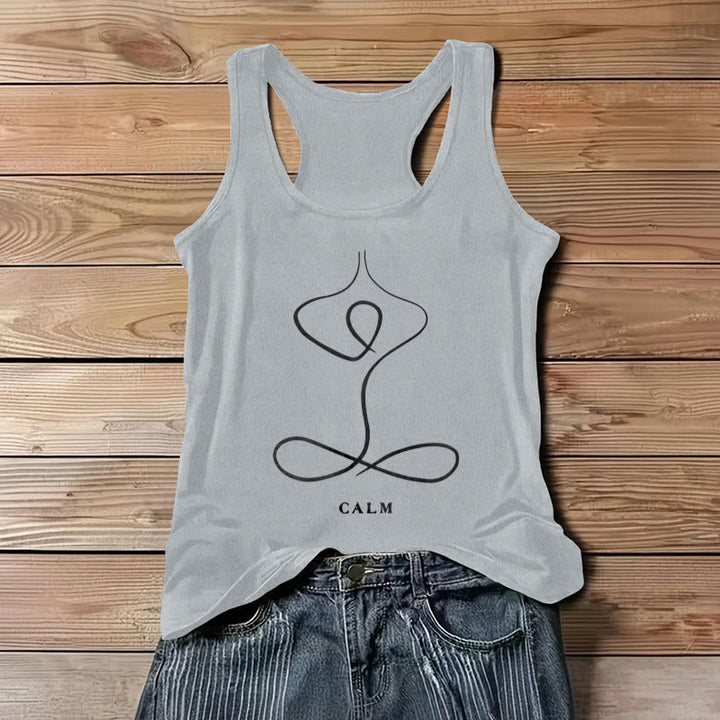 Olivenorma "CALM" & "BREATH" Yoga Tee Spiritual Tank Top - CALM - Gray - 3XL - image 7