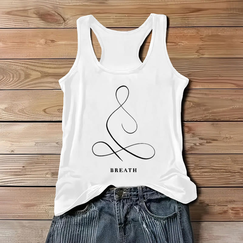 Olivenorma "CALM" & "BREATH" Yoga Tee Spiritual Tank Top - BREATH - White - 3XL - image 13