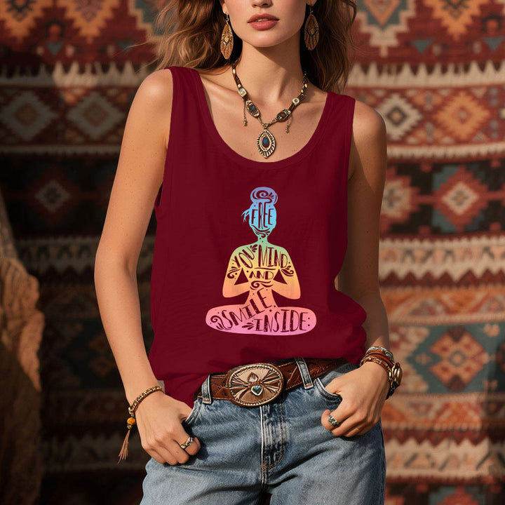 Olivenorma "FREE YOUR MIND AND SMILE INSIDE" Chakra Meditation Tank Top - image 2