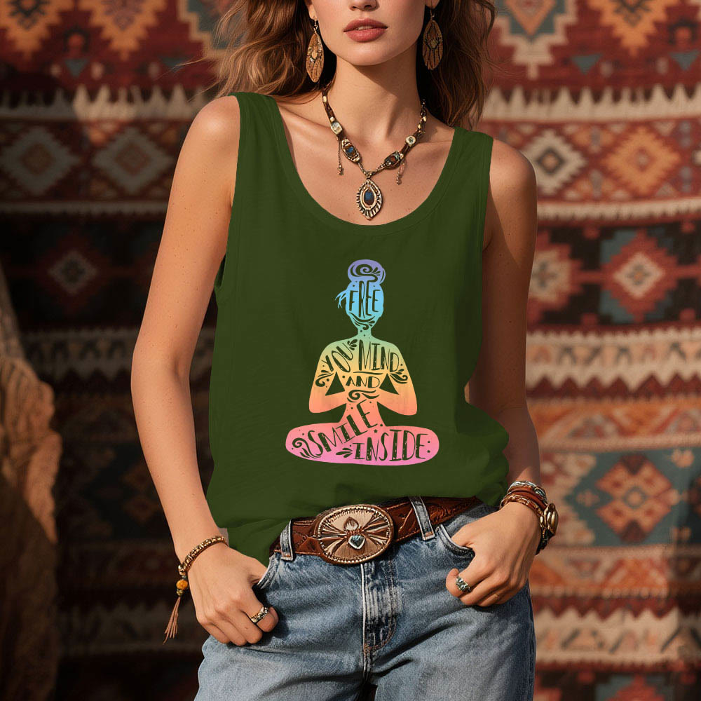 Olivenorma "FREE YOUR MIND AND SMILE INSIDE" Chakra Meditation Tank Top - image 13