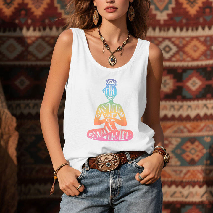 Olivenorma "FREE YOUR MIND AND SMILE INSIDE" Chakra Meditation Tank Top - image 7