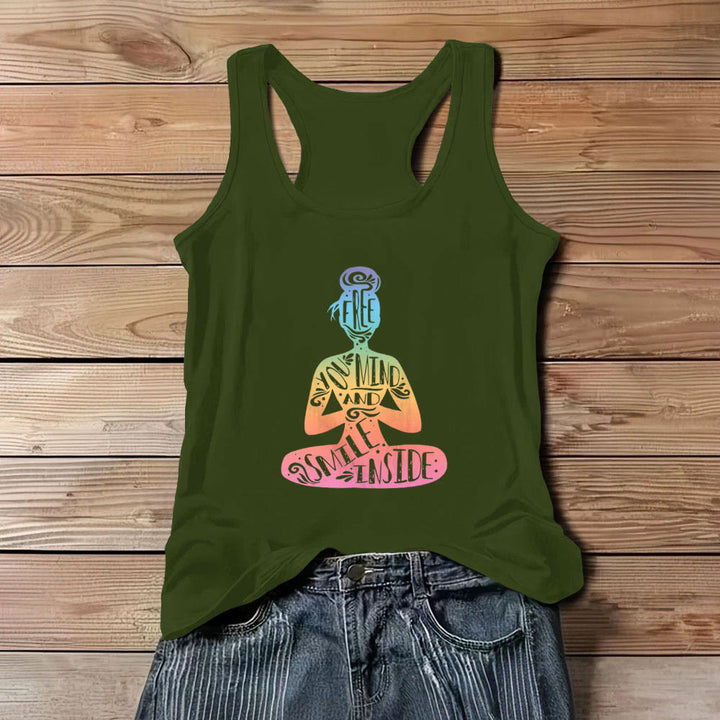 Olivenorma "FREE YOUR MIND AND SMILE INSIDE" Chakra Meditation Tank Top - Green - 3XL - image 12