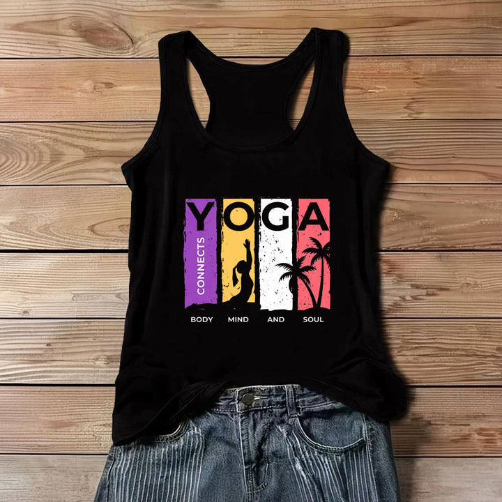 Olivenorma "YOGA CONNECTS BODY MIND AND SOUL" Women's Graphic Tank Top - Black - 3XL - image 1