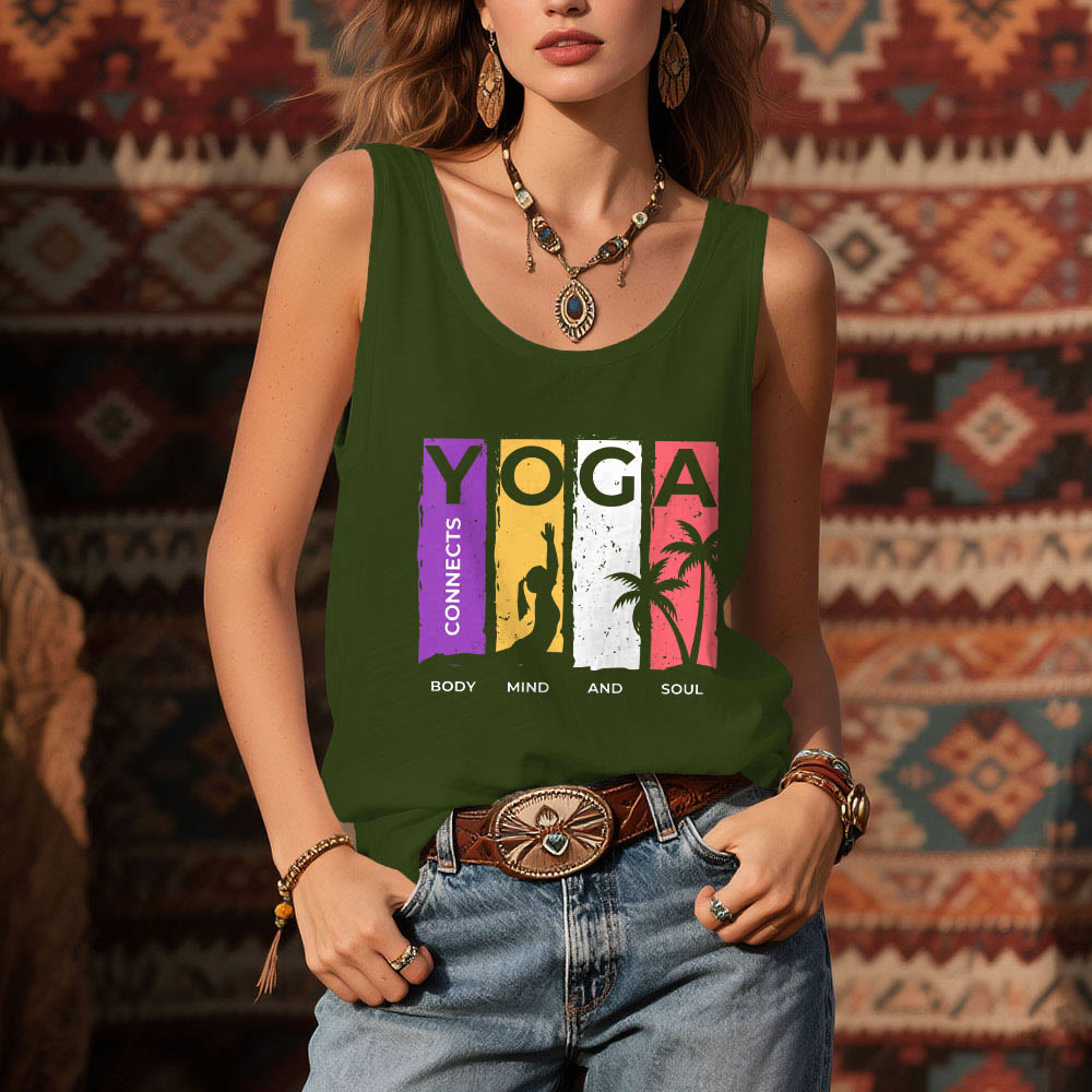 Olivenorma "YOGA CONNECTS BODY MIND AND SOUL" Women's Graphic Tank Top - image 8