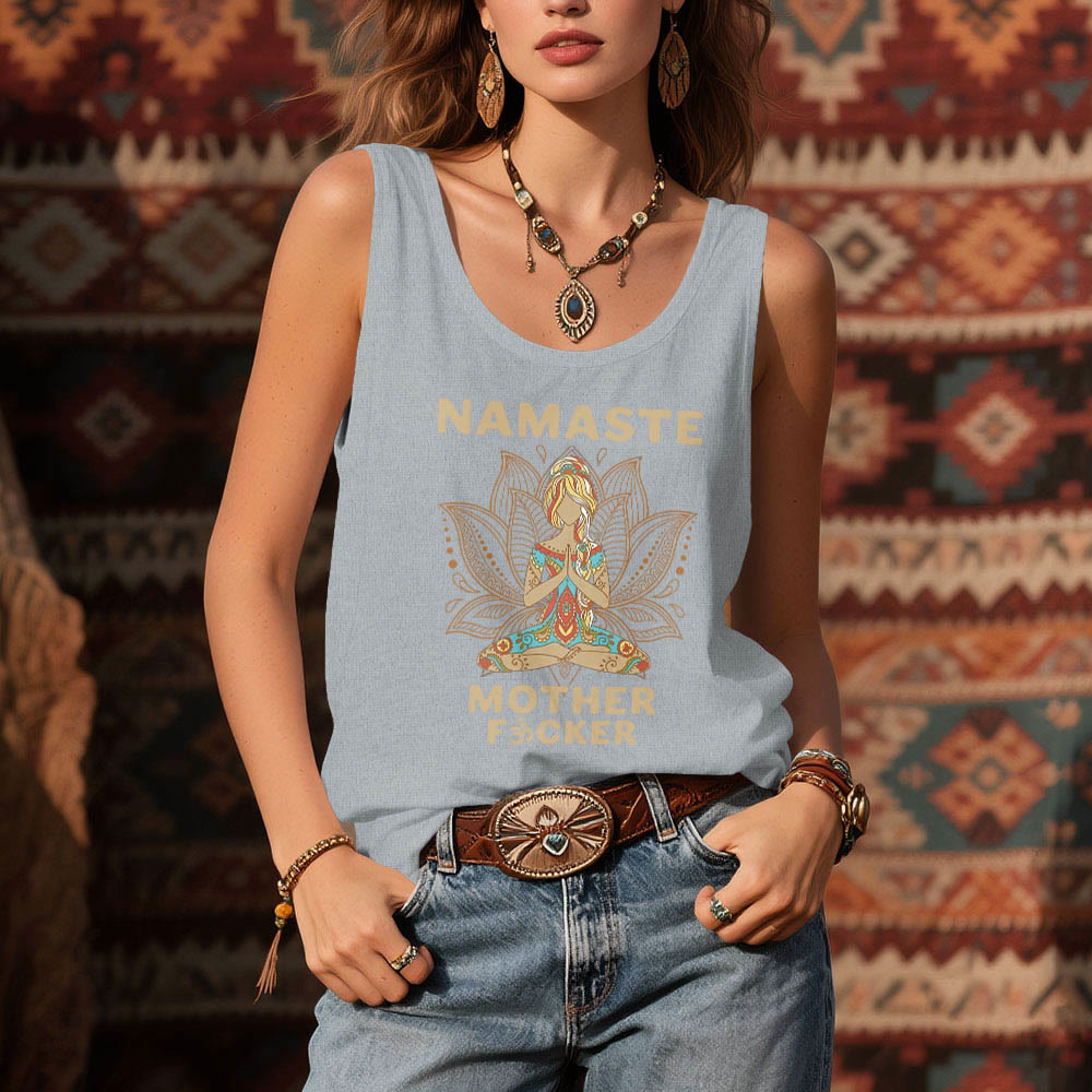 Olivenorma "NAMASTE MOTHER F*CKER" Lotus Meditation Tank Top Spiritual Shirt - image 9