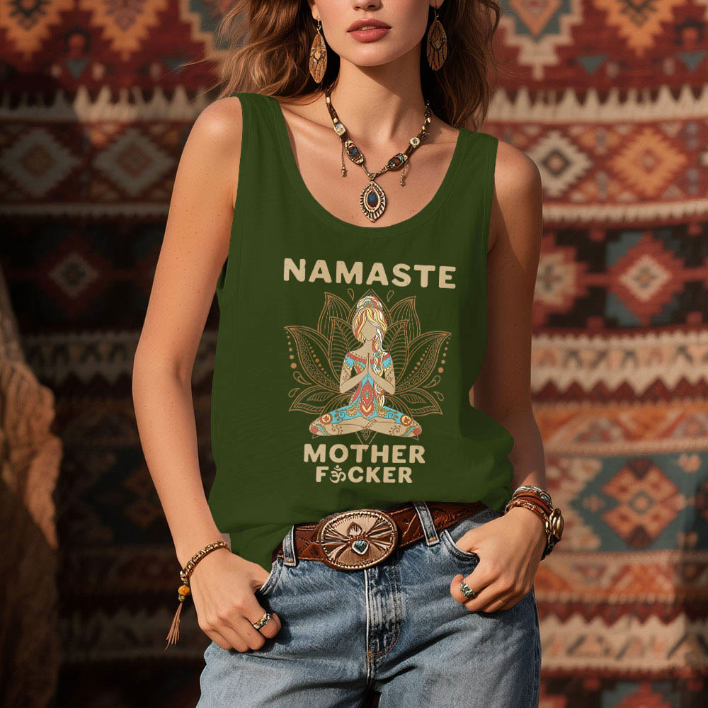Olivenorma "NAMASTE MOTHER F*CKER" Lotus Meditation Tank Top Spiritual Shirt - image 13