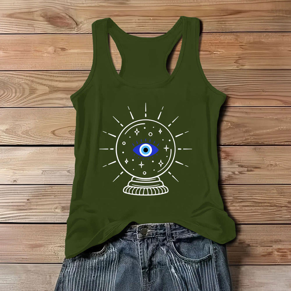 Olivenorma Magical Eye Crystal Ball Graphics Racerback Soft Tank Top - Green - 3XL - image 12