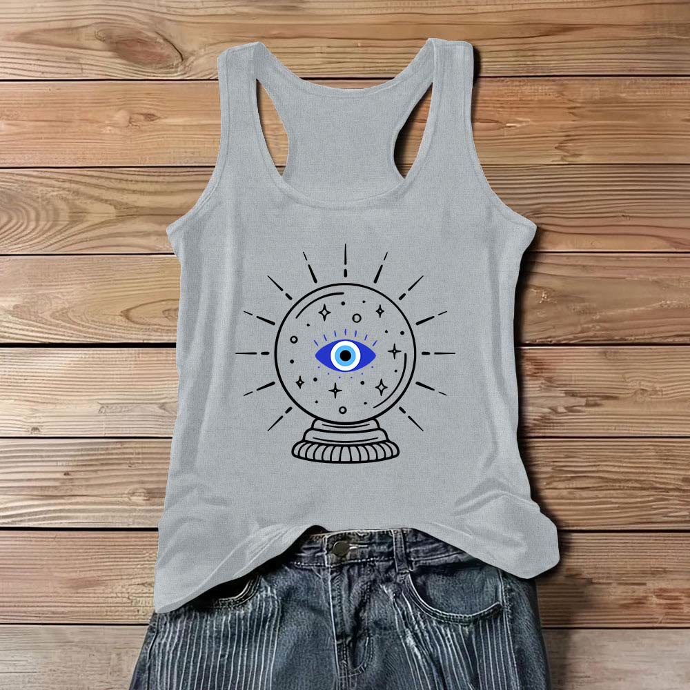 Olivenorma Magical Eye Crystal Ball Graphics Racerback Soft Tank Top - Gray - 3XL - image 8