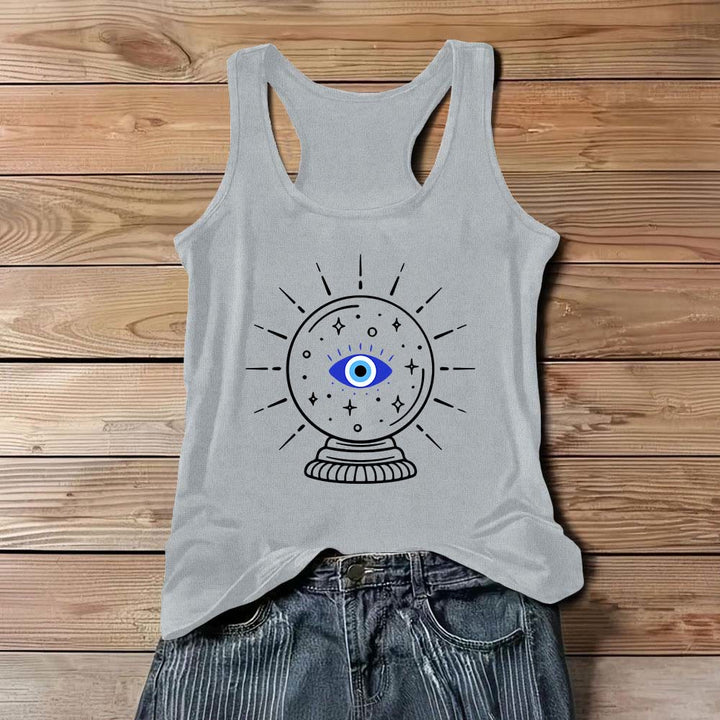 Olivenorma Magical Eye Crystal Ball Graphics Racerback Soft Tank Top - Gray - 3XL - image 8