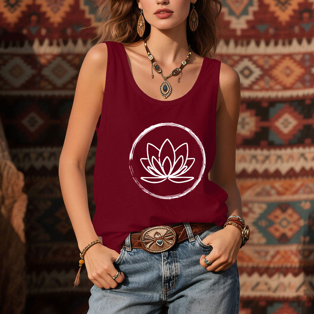 Olivenorma Lotus Flowers Peaceful Spiritual Tank Top - image 2