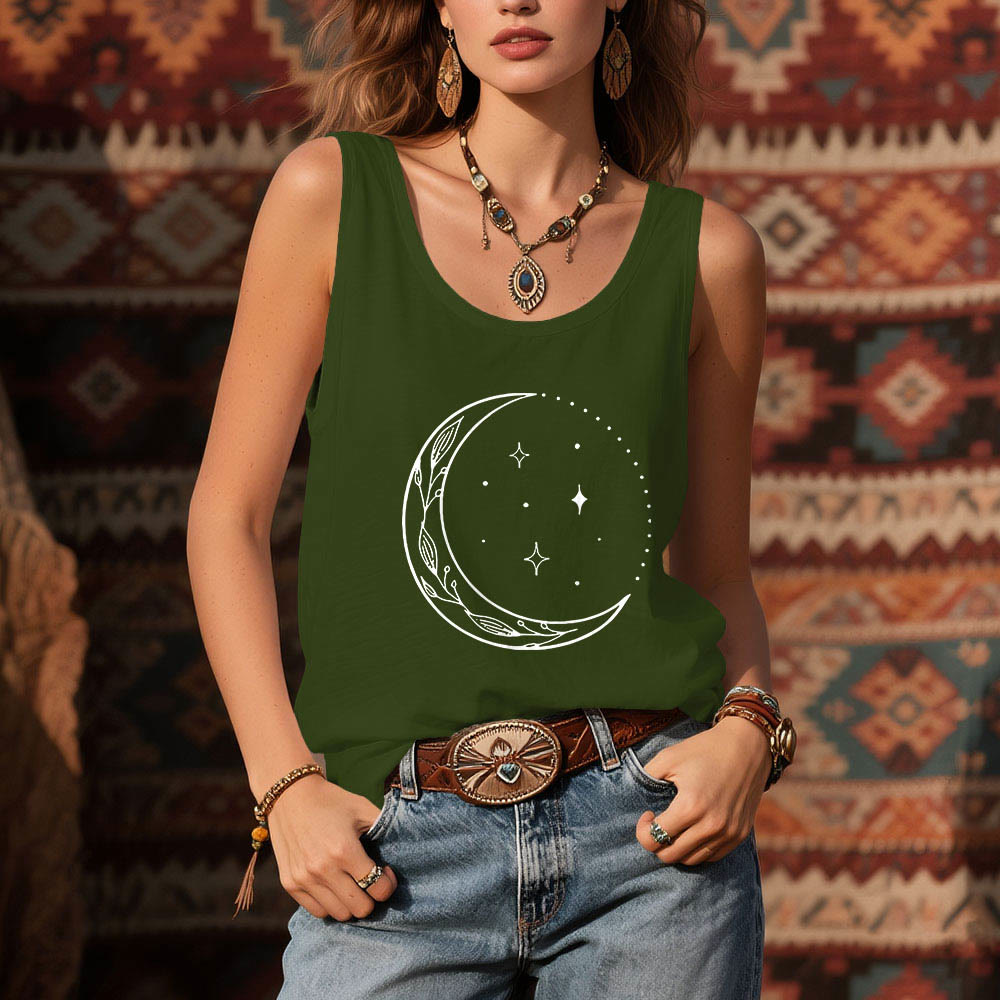 Olivenorma Crescent Moon Stars Celestial Ladies Shirt Yoga Tank Top - image 13