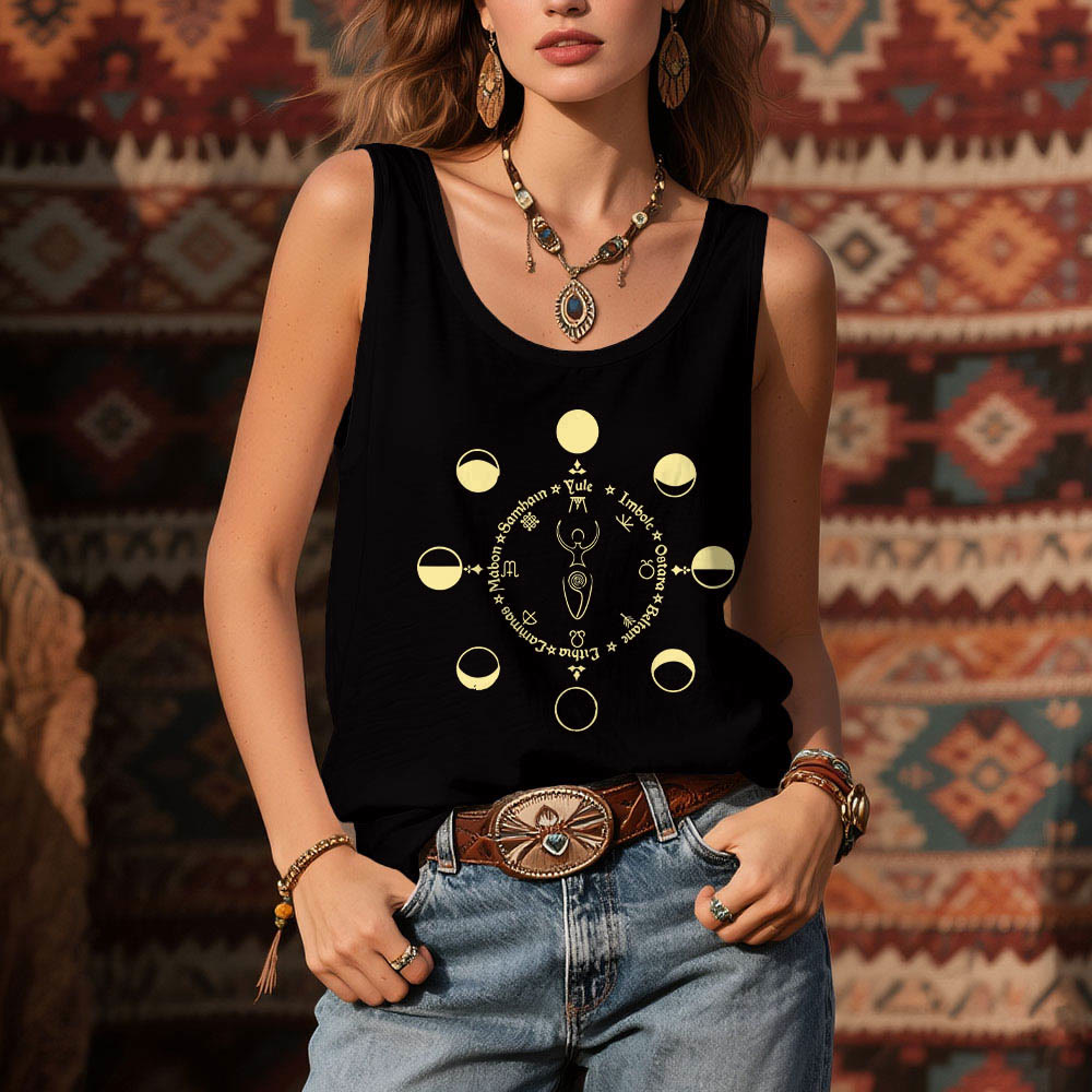 Olivenorma Wheel of the Year Lunar Phases Goddess Feminine Power Tank Top - image 2
