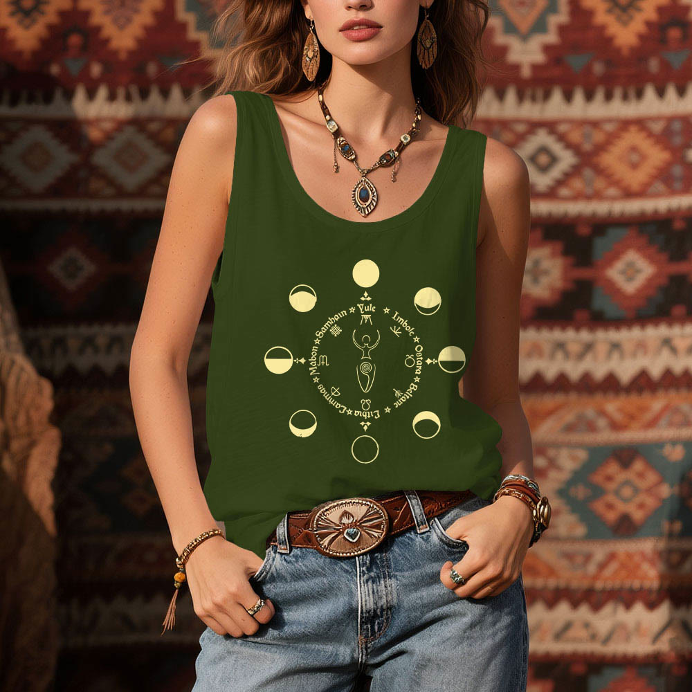 Olivenorma Wheel of the Year Lunar Phases Goddess Feminine Power Tank Top - image 12