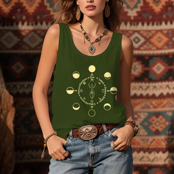 Olivenorma Wheel of the Year Lunar Phases Goddess Feminine Power Tank Top - image 12