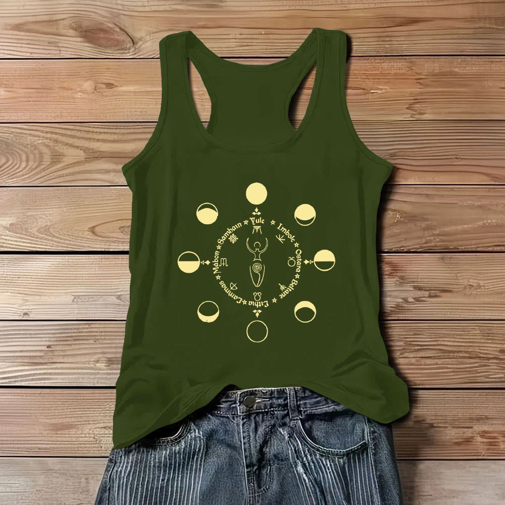 Olivenorma Wheel of the Year Lunar Phases Goddess Feminine Power Tank Top - Green - 3XL - image 11