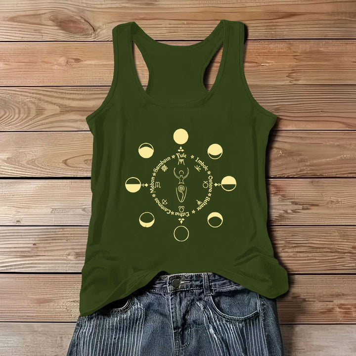 Olivenorma Wheel of the Year Lunar Phases Goddess Feminine Power Tank Top - Green - 3XL - image 11