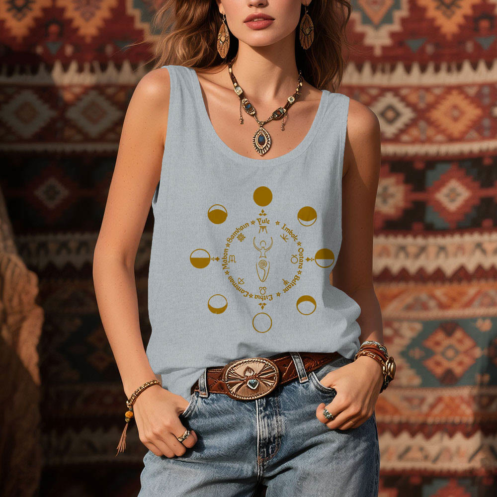 Olivenorma Wheel of the Year Lunar Phases Goddess Feminine Power Tank Top - image 8