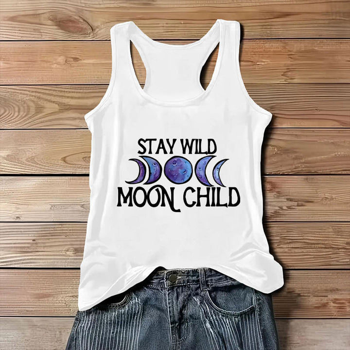 Olivenorma "STAY WILD, MOON CHILD" Moon Phase Soft Spiritual Tank Tee - image 1