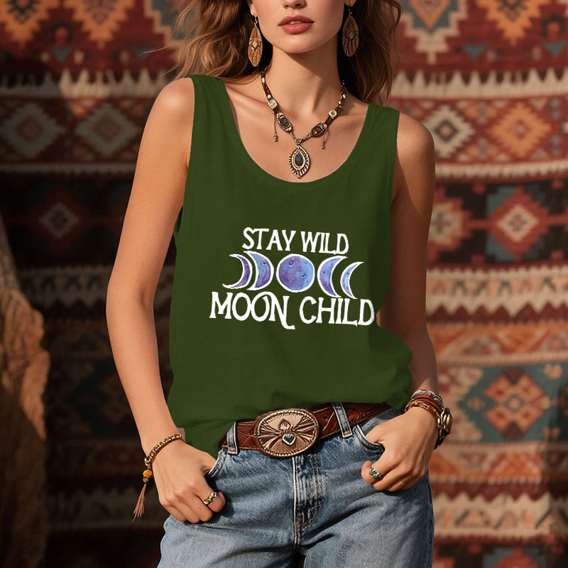 Olivenorma "STAY WILD, MOON CHILD" Moon Phase Soft Spiritual Tank Tee - image 13