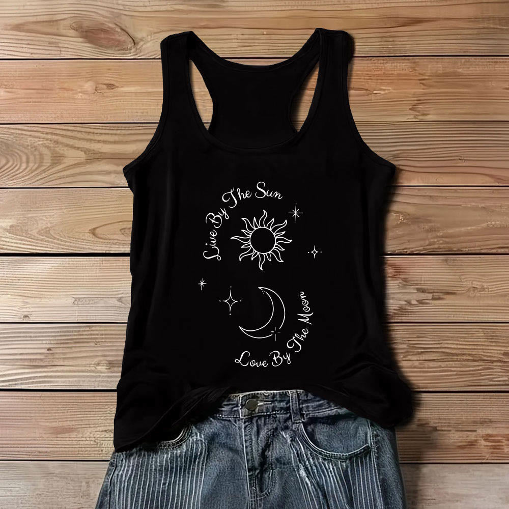 Olivenorma "Live By The Sun, Love By The Moon" Moon & Sun Comfort Tank Top - Black - 3XL - image 8
