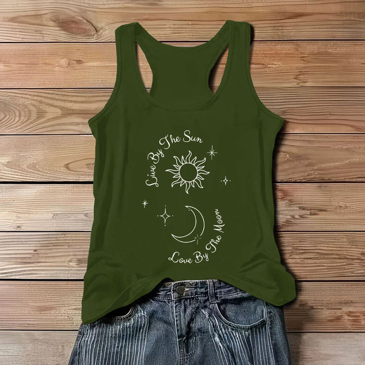 Olivenorma "Live By The Sun, Love By The Moon" Moon & Sun Comfort Tank Top - Green - 3XL - image 1