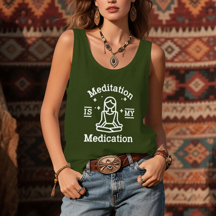 Olivenorma "MEDITATION IS MY MEDICATION" Yoga Tee Tank Top Shirt - image 12