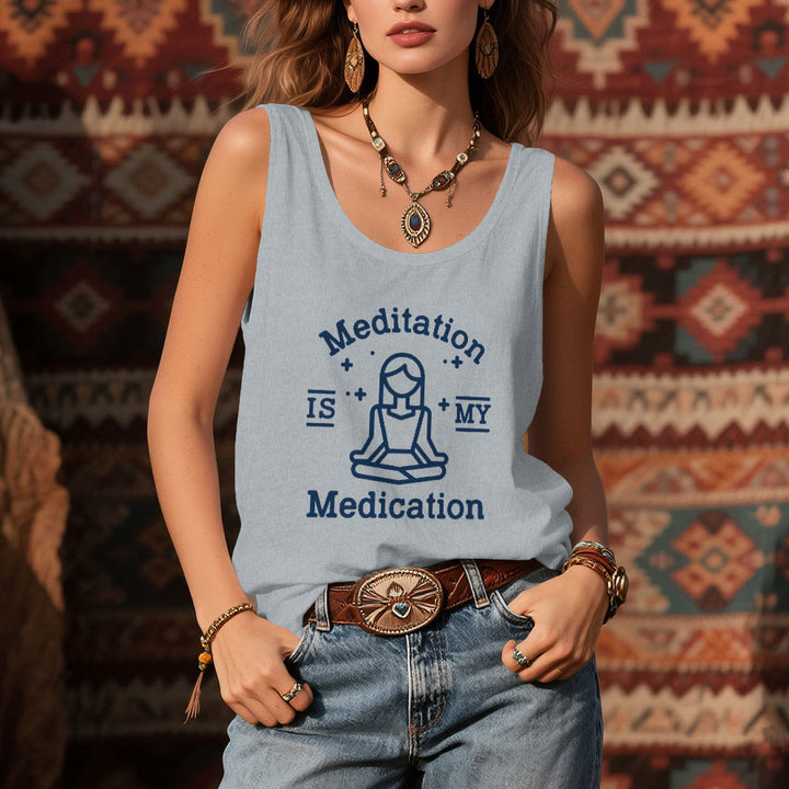 Olivenorma "MEDITATION IS MY MEDICATION" Yoga Tee Tank Top Shirt - image 8