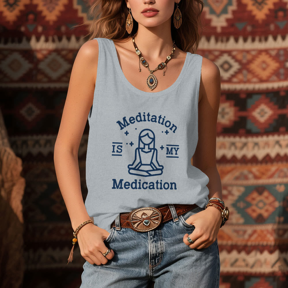 Olivenorma "MEDITATION IS MY MEDICATION" Yoga Tee Tank Top Shirt - image 8