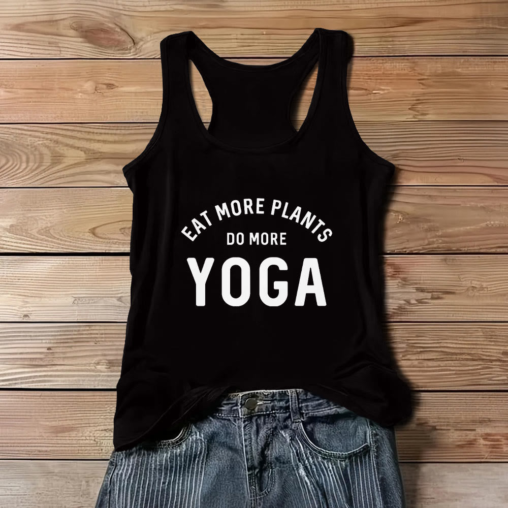Olivenorma "EAT MORE PLANTS, DO MORE YOGA" Sleeveless T-Shirts Tank - Black - 3XL - image 5