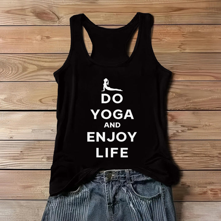 Olivenorma "DO YOGA AND ENJOY LIFE" Spiritual Tee Soft Sleeveless Women Tank - Black - 3XL - image 5