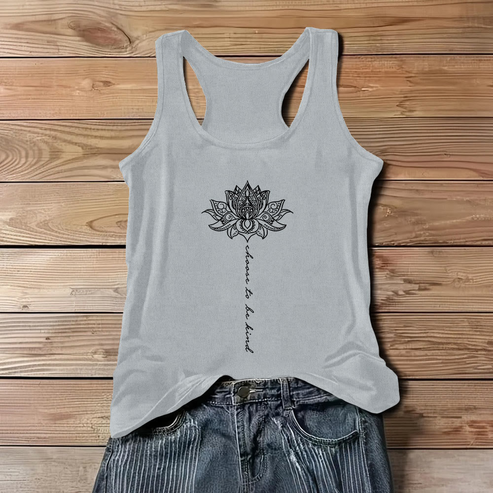 Olivenorma "Choose to Be Kind" Lotus Peaceful Spiritual Tee Sleeveless T-Shirt - Gray - 3XL - image 9