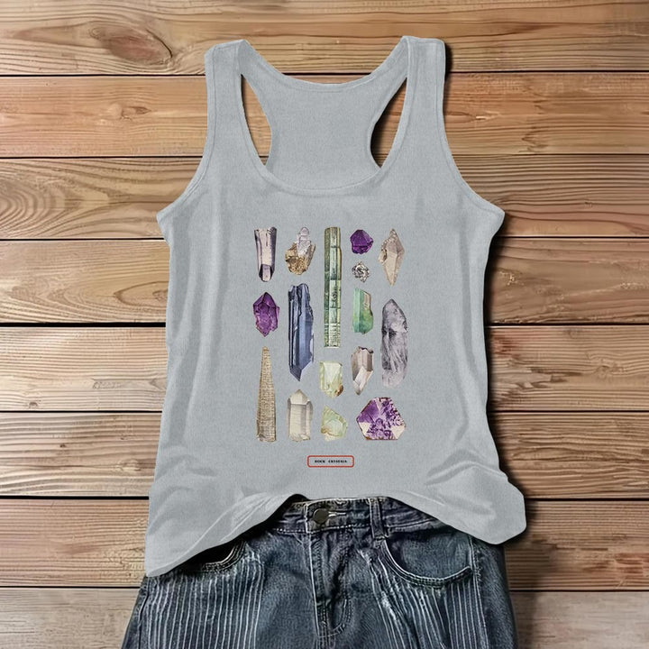 Olivenorma "ROCK CRYSTALS" Minerals Raw Gemstones Ladies Sleeveless T-Shirt   - Gray - 3XL - image 7