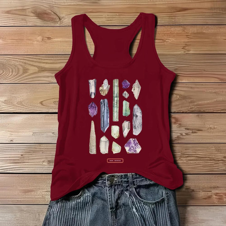 Olivenorma "ROCK CRYSTALS" Minerals Raw Gemstones Ladies Sleeveless T-Shirt   - Red - 3XL - image 9