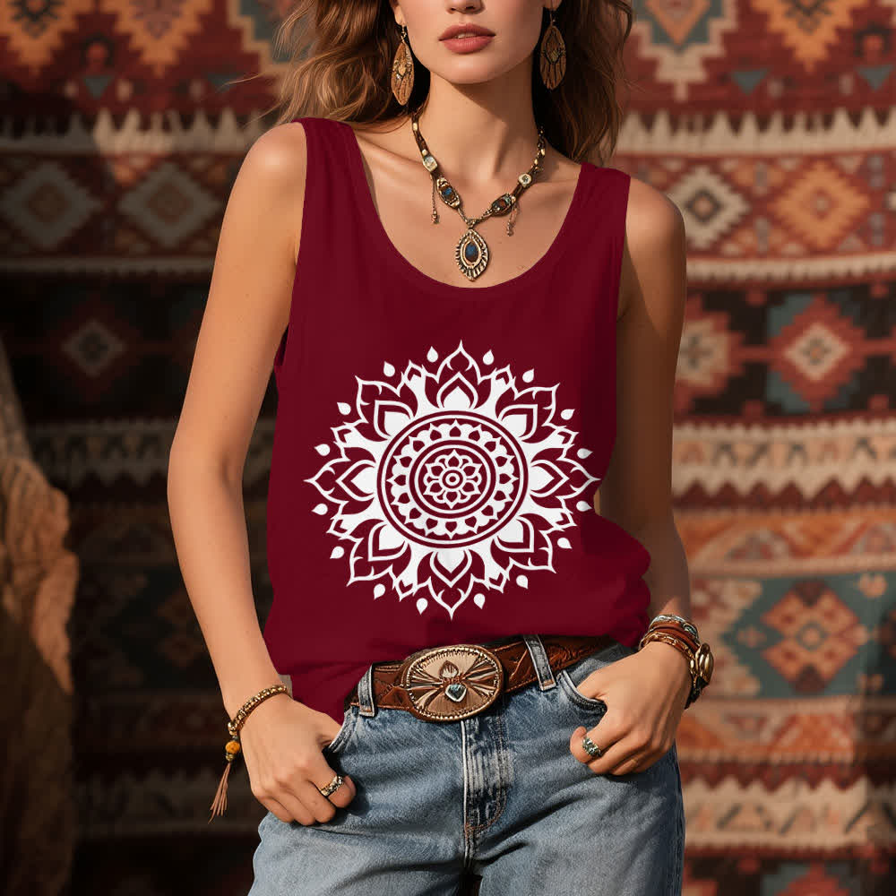 Olivenorma Boho Mandala Flowy Womens Flowy Tank Top - image 8