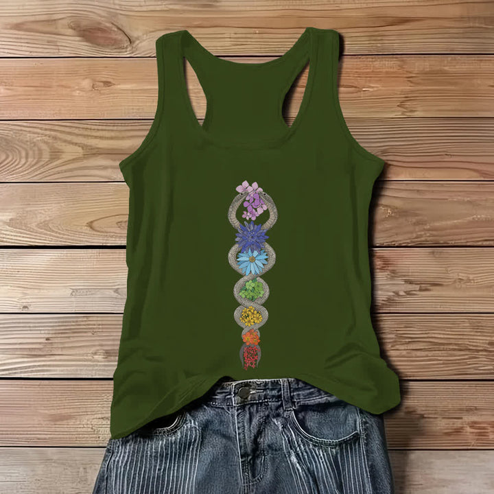 Olivenorma Kundalini Awakening 7 Chakra Tank Top - Green - 3XL - image 9