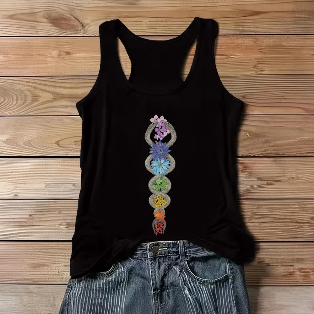 Olivenorma Kundalini Awakening 7 Chakra Tank Top - Black - 3XL - image 3