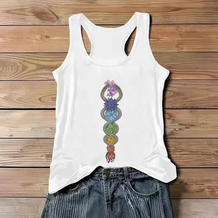 Olivenorma Kundalini Awakening 7 Chakra Tank Top - White - 3XL - image 1
