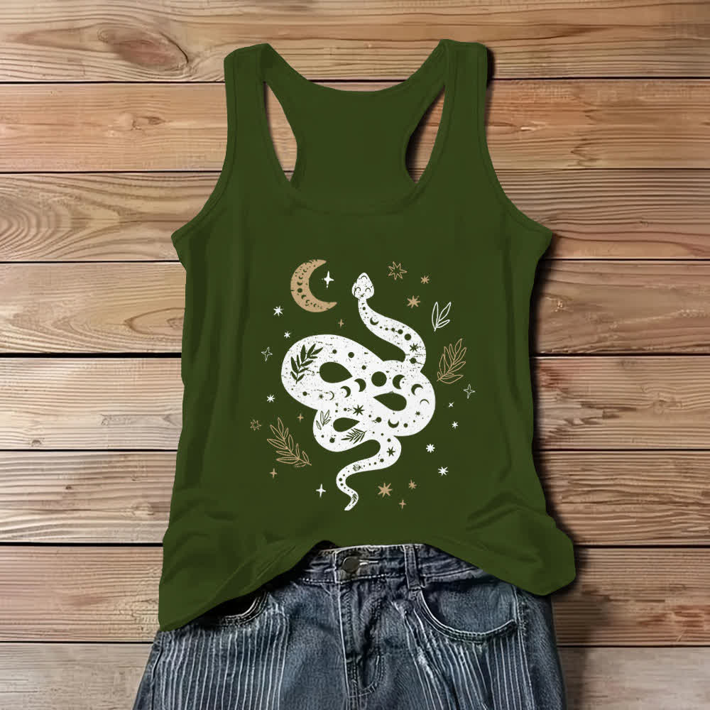 Olivenorma Celestial Snake Design Womens Tank Top - Green - 3XL - image 9