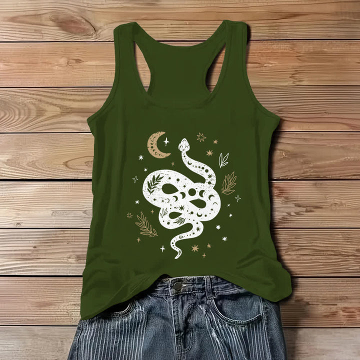 Olivenorma Celestial Snake Design Womens Tank Top - Green - 3XL - image 9