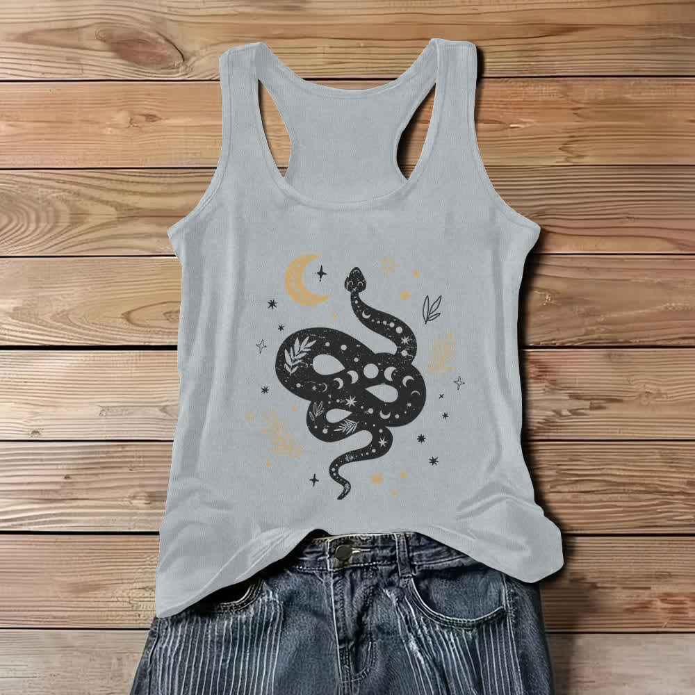 Olivenorma Celestial Snake Design Womens Tank Top - Gray - 3XL - image 5