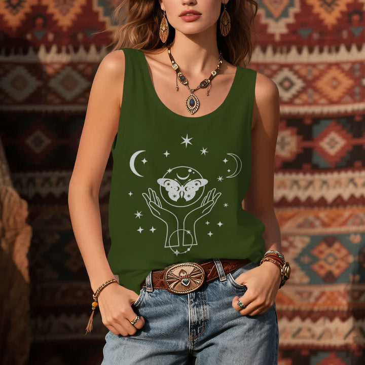 Olivenorma Celestial Butterfly Lunar Prayer Hands Tank Top - image 2