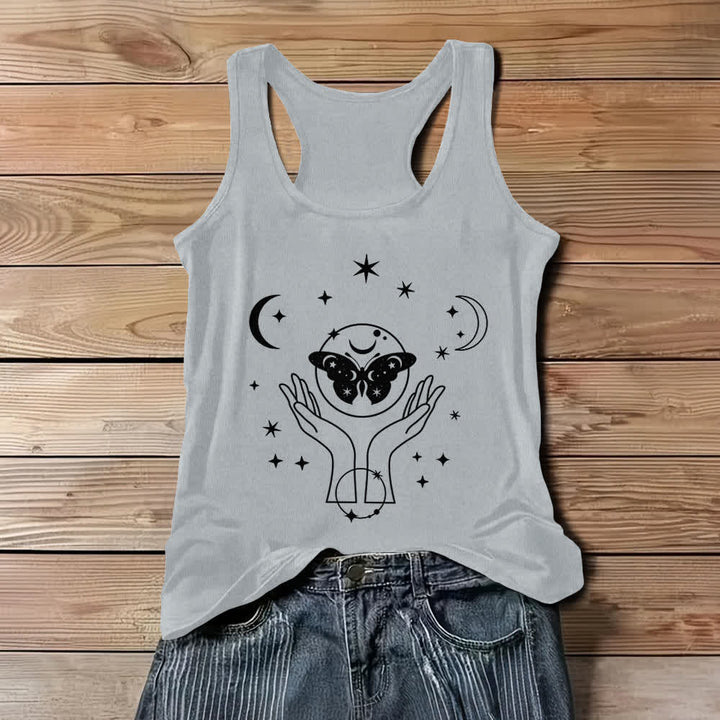Olivenorma Celestial Butterfly Lunar Prayer Hands Tank Top - Gray - 3XL - image 7