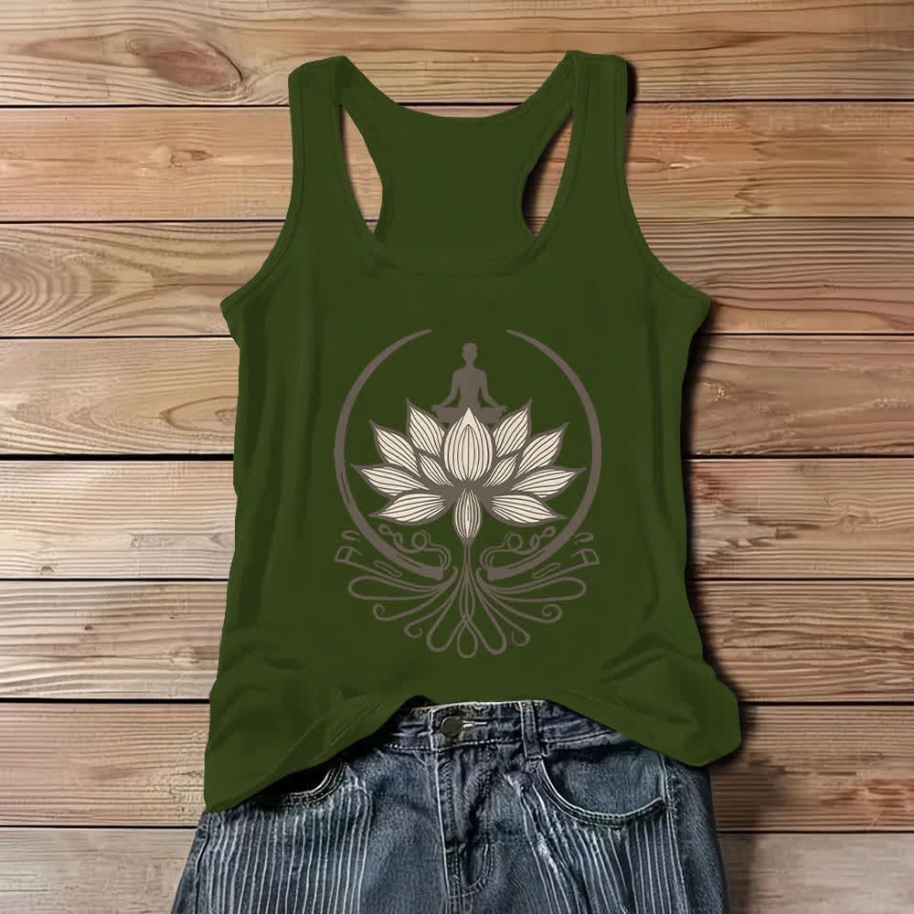 Olivenorma Crew Neck For Lotus Meditation Tank Top - Green - 3XL - image 9