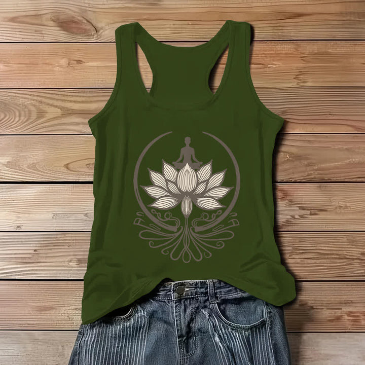 Olivenorma Crew Neck For Lotus Meditation Tank Top - Green - 3XL - image 9