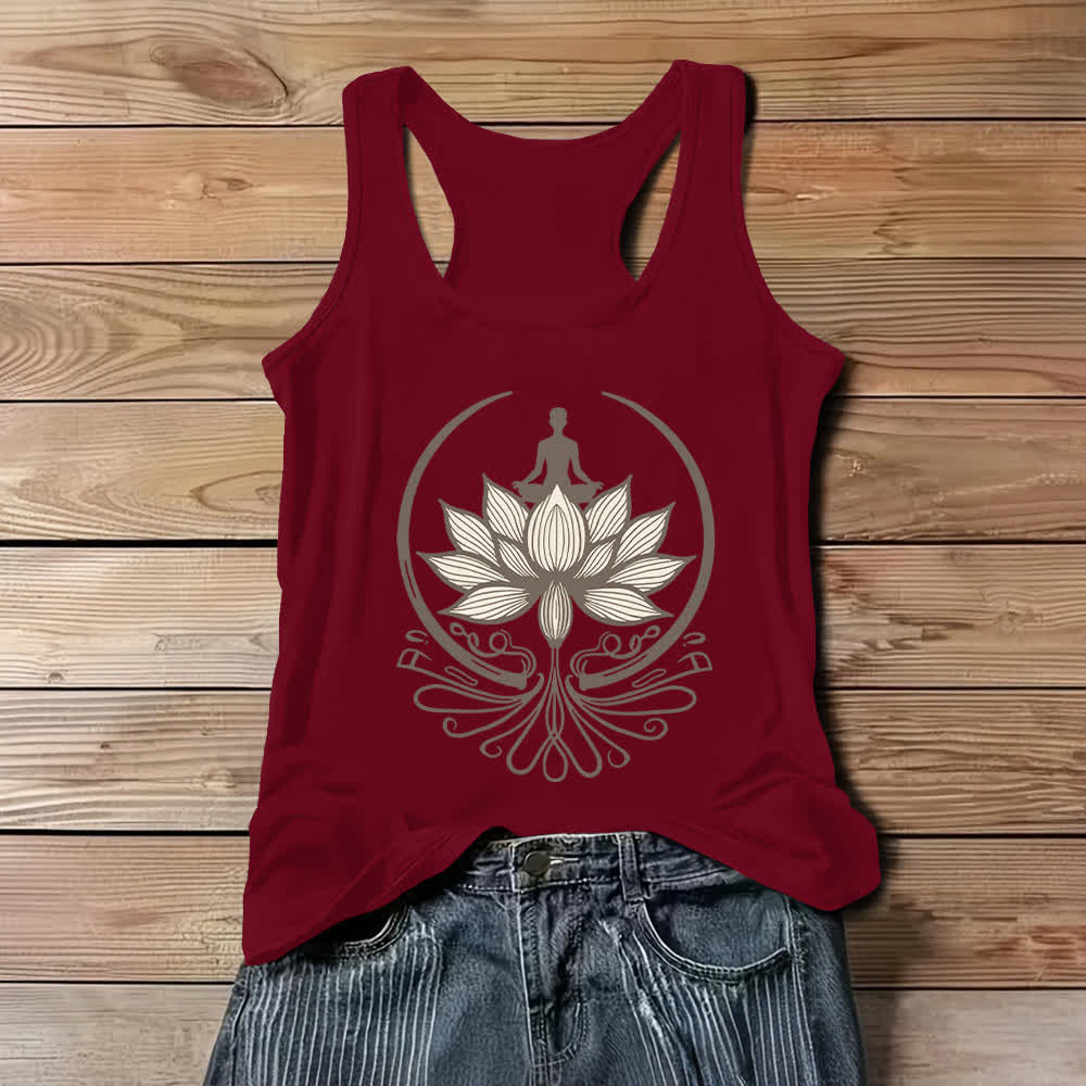 Olivenorma Crew Neck For Lotus Meditation Tank Top - Red - 3XL - image 7