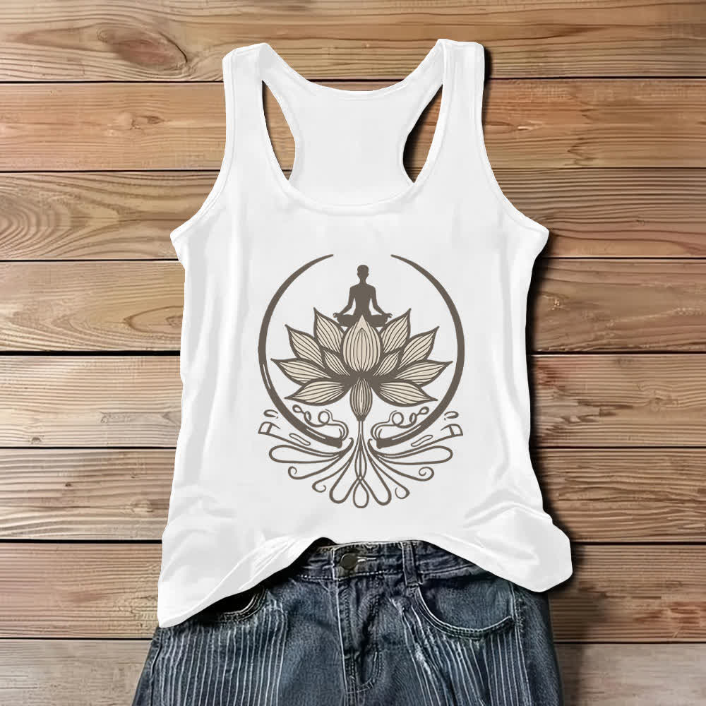 Olivenorma Crew Neck For Lotus Meditation Tank Top - White - 3XL - image 1